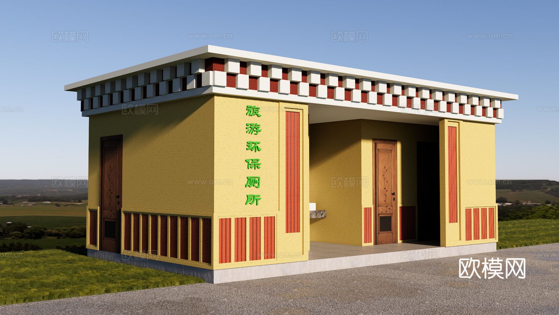 现代公厕建筑外观su模型下载