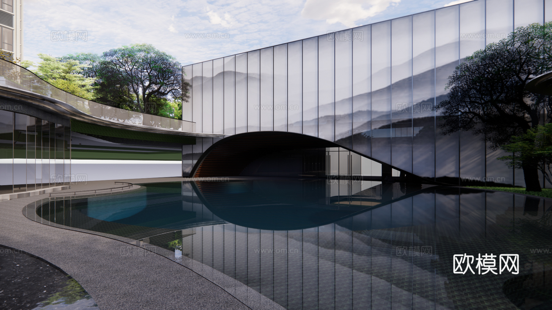 新中式售楼处su模型下载下载（渲染图2）