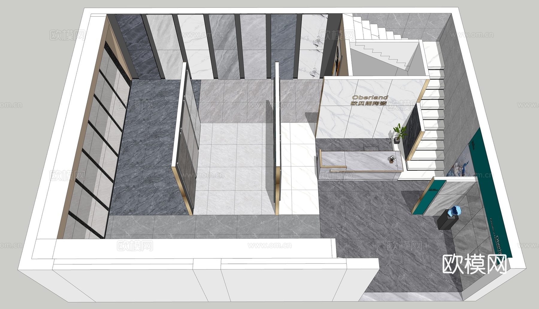 现代瓷砖展厅su模型下载