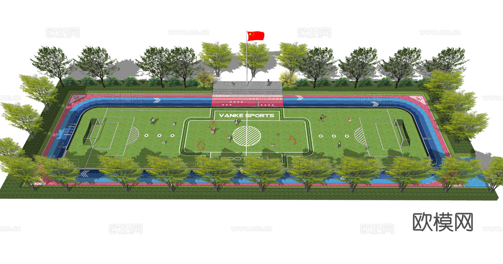 现代足球场su模型下载