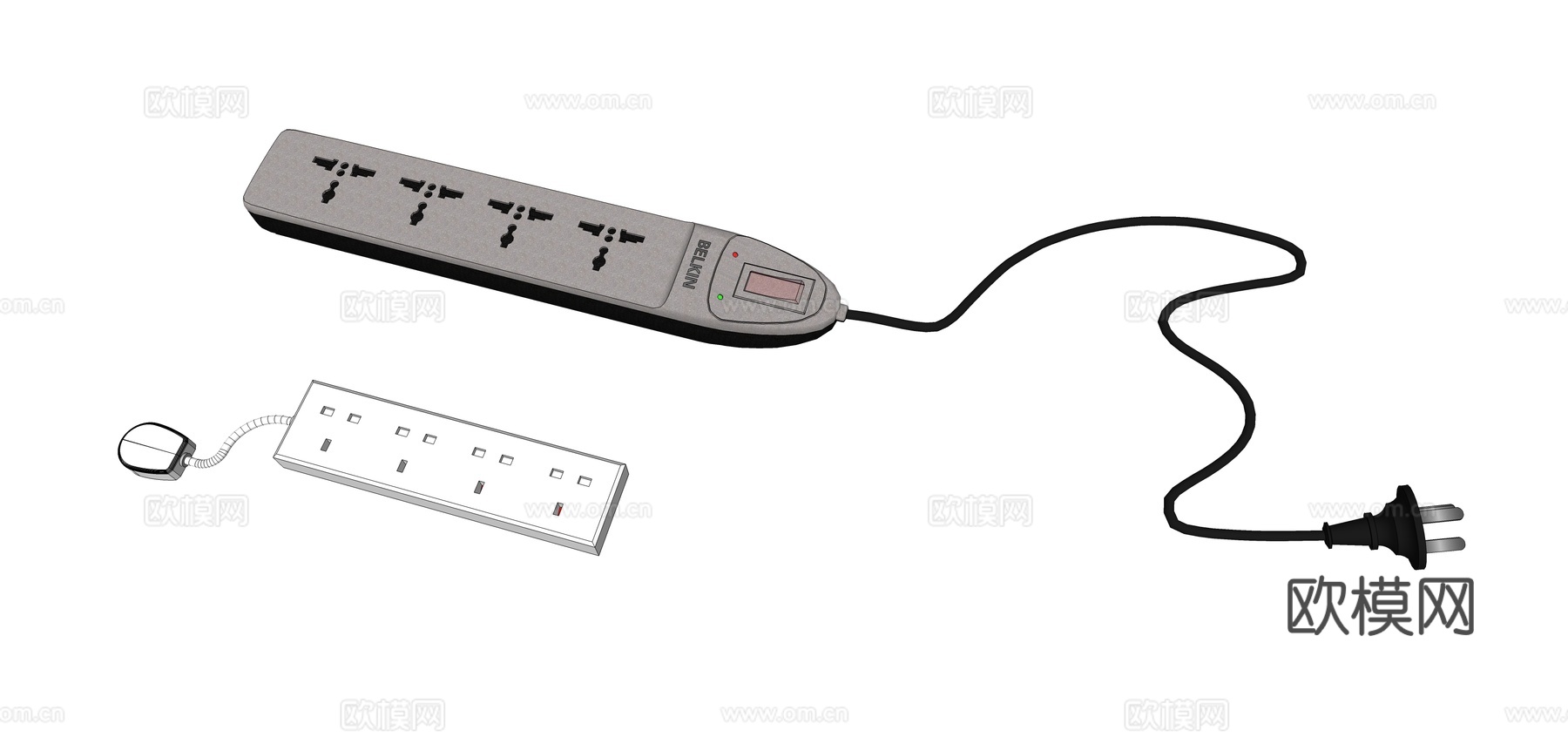现代开关插座面板su模型下载