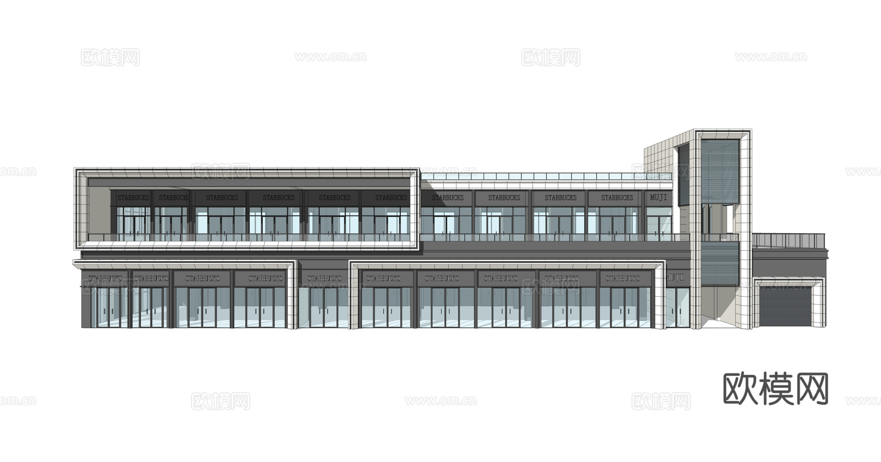 现代商业建筑外观su模型下载
