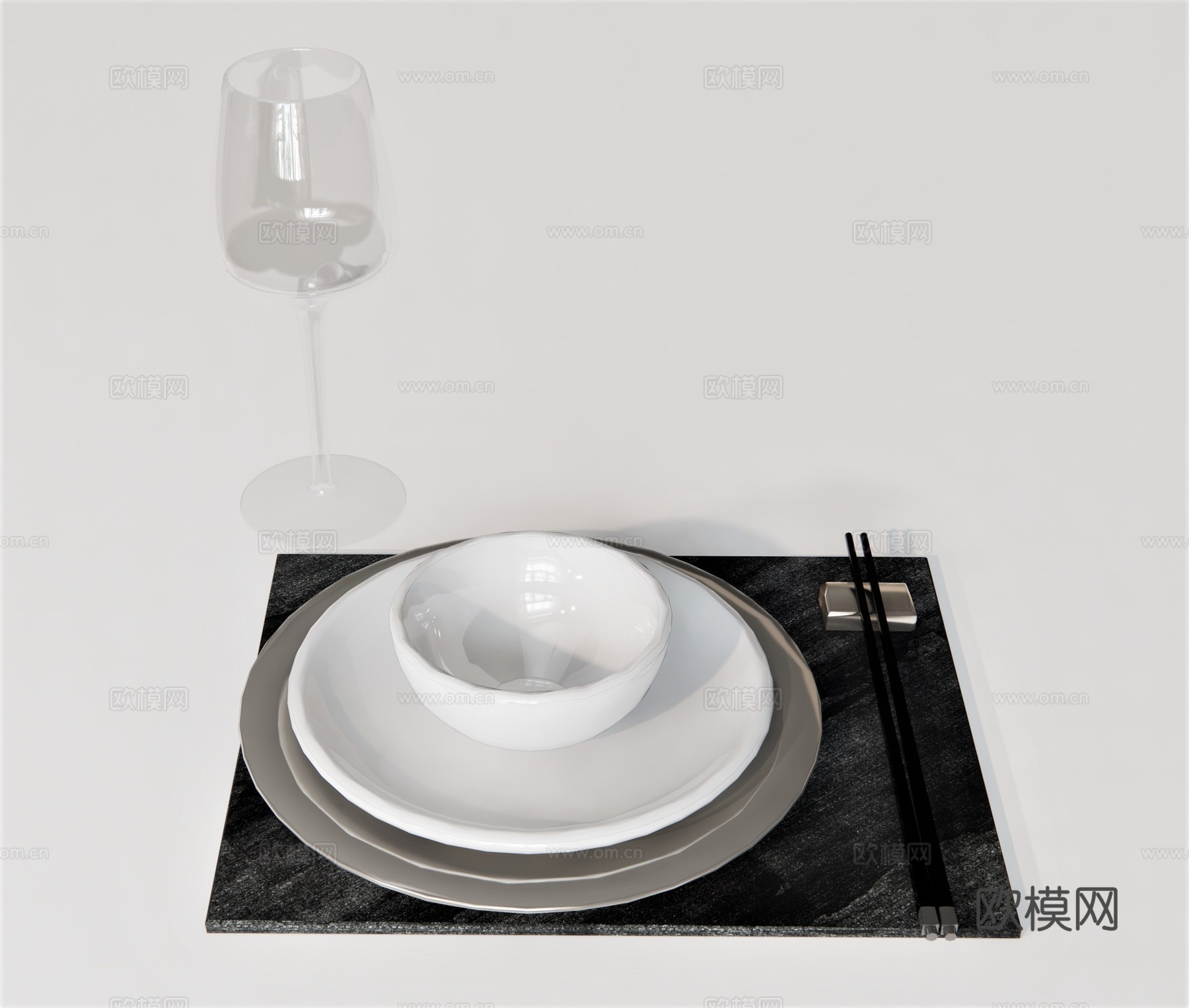 现代碗碟餐具su模型下载