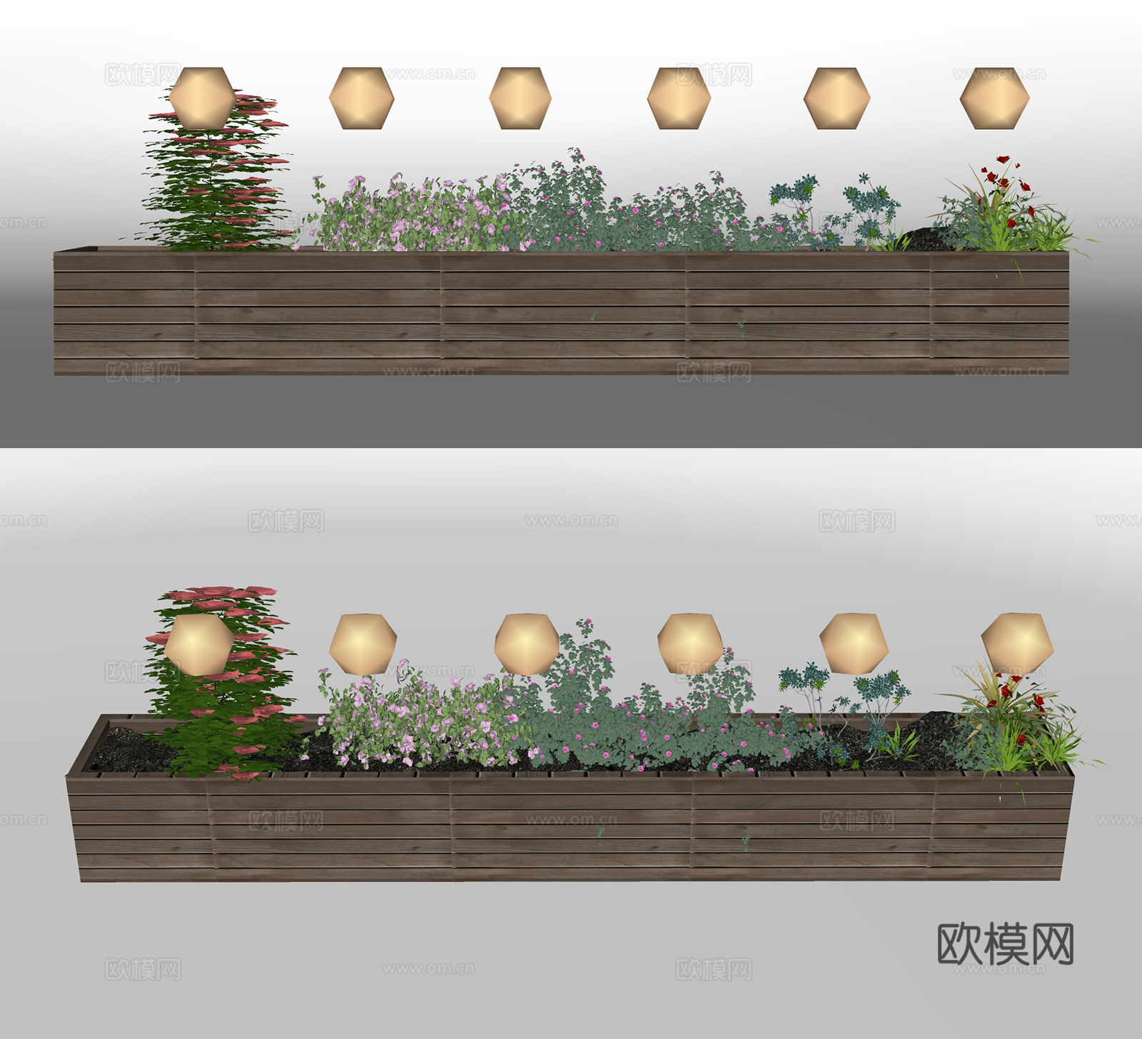现代花坛园艺小品su模型下载