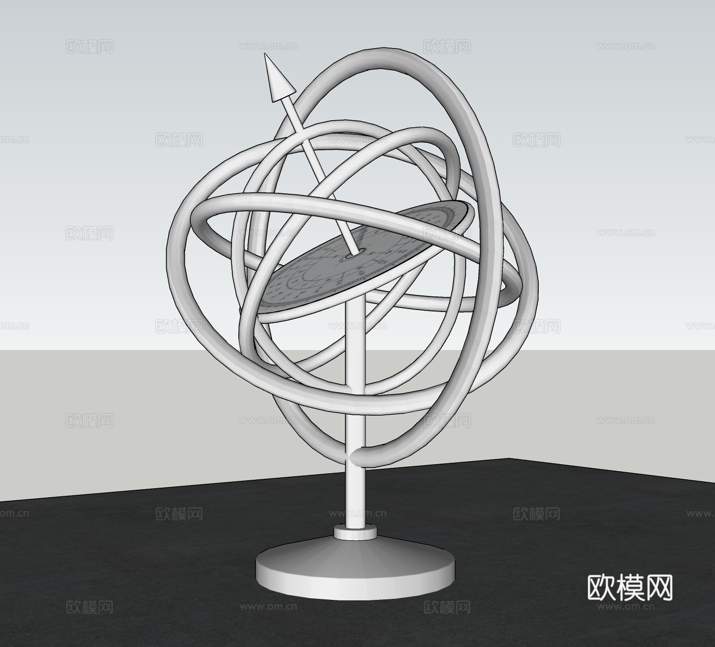 现代太阳钟雕塑小品su模型下载