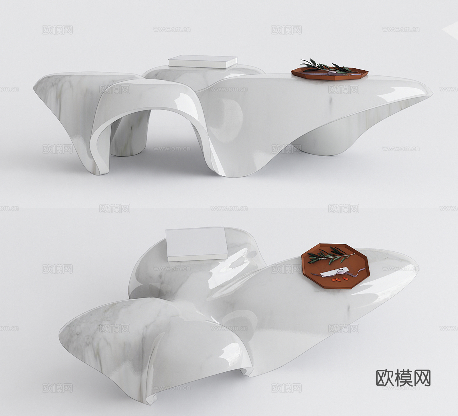 现代异形茶几su模型下载