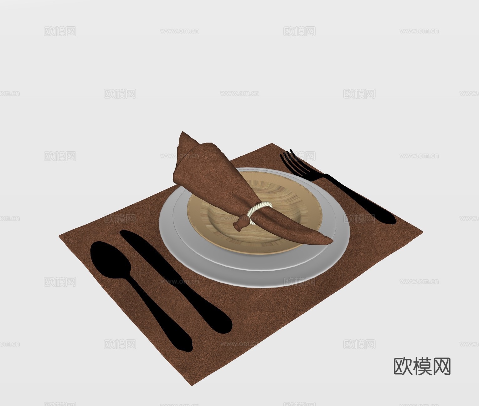 现代西餐餐具su模型下载
