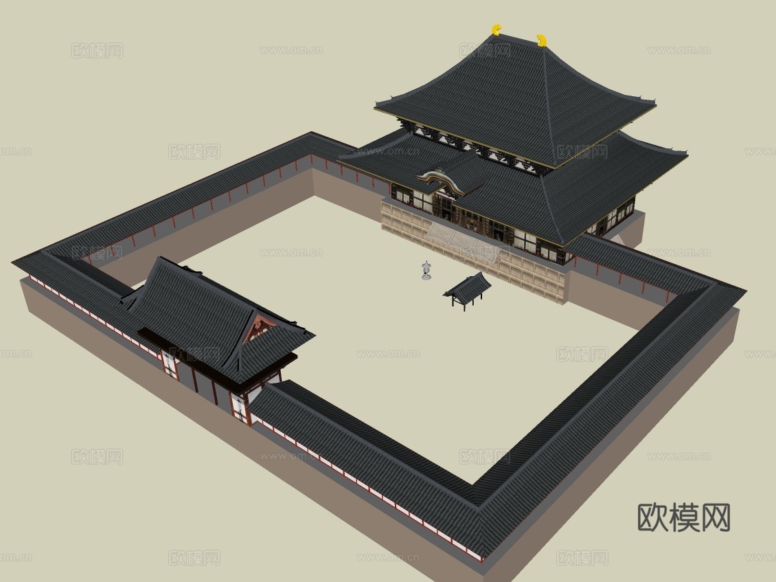 中式古建宫殿su模型下载