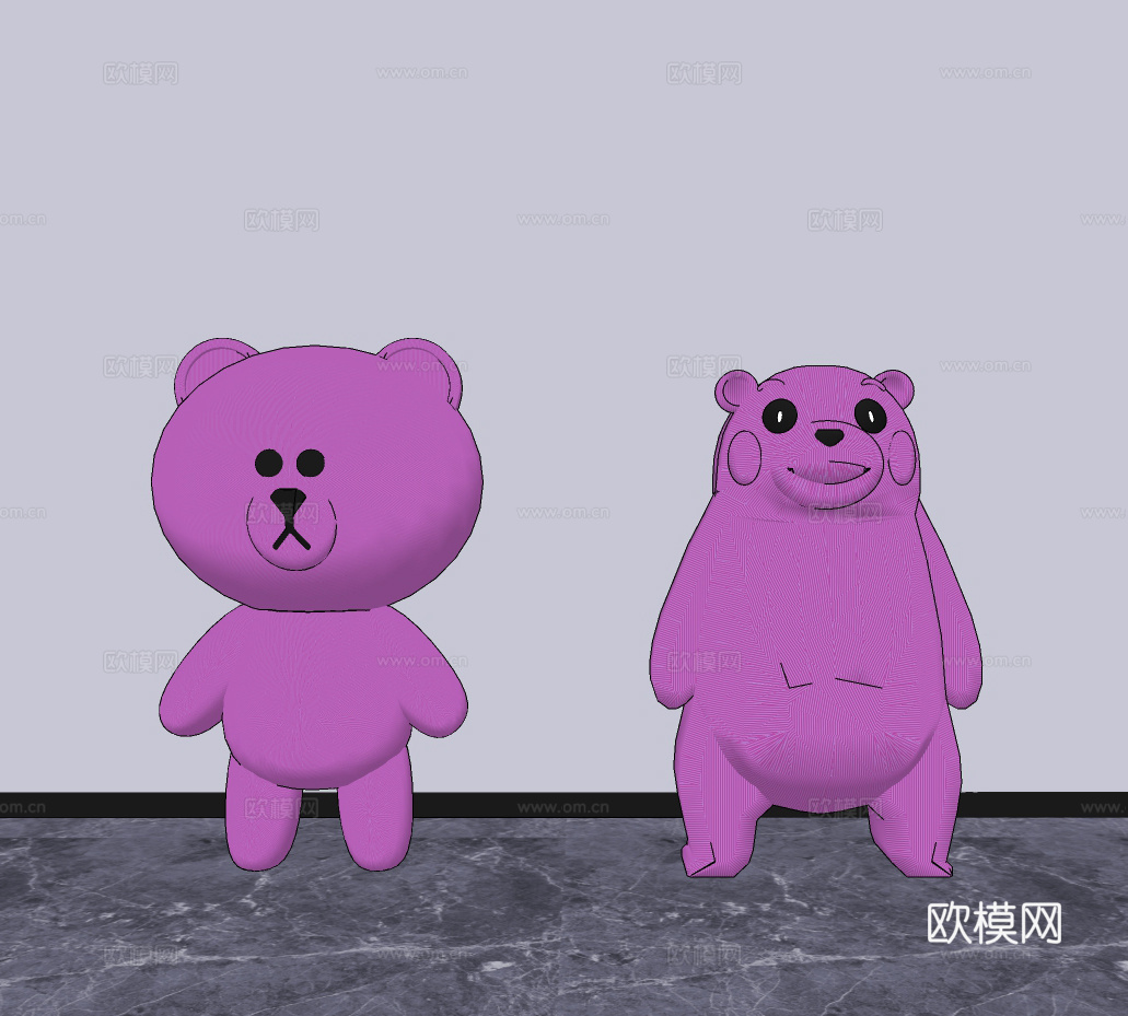 现代小熊雕塑摆件su模型下载