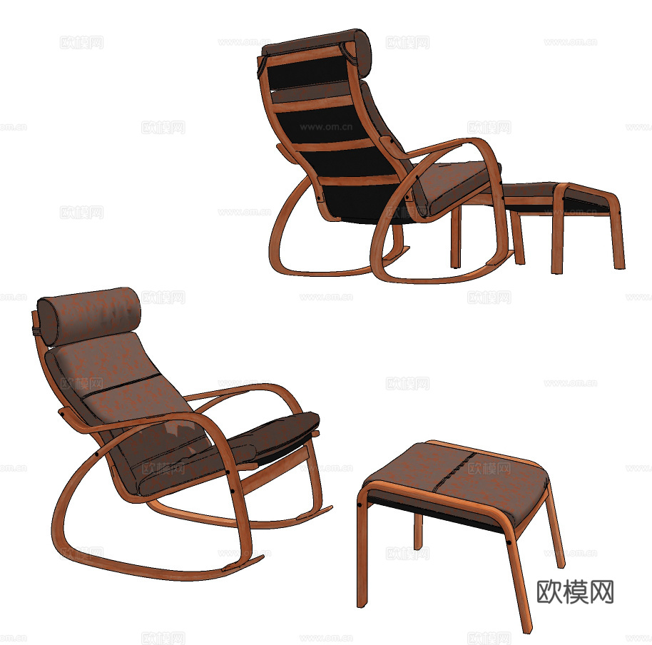 现代休闲躺椅su模型下载
