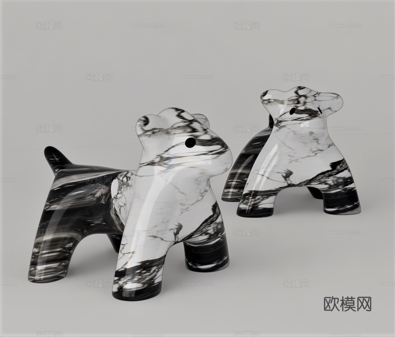 现代北极熊雕塑摆件su模型下载