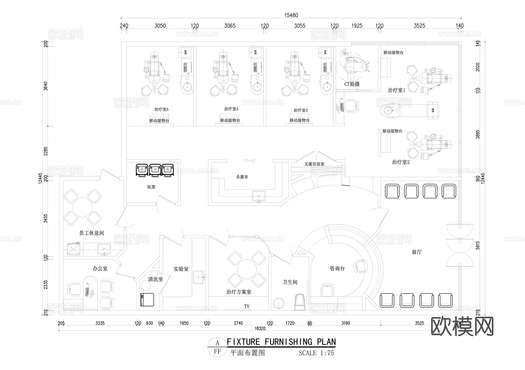 牙科医院平面布置方案cad施工图