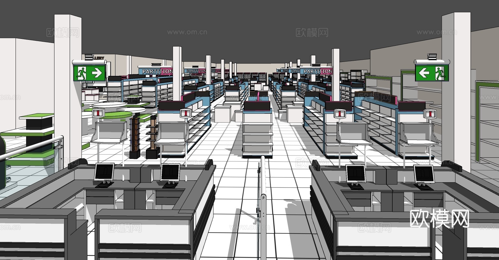 现代商场超市su模型下载