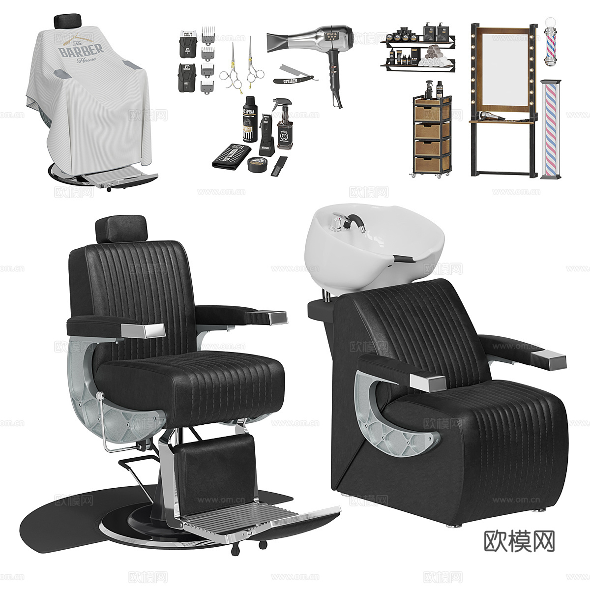 现代理发器材套装3d模型