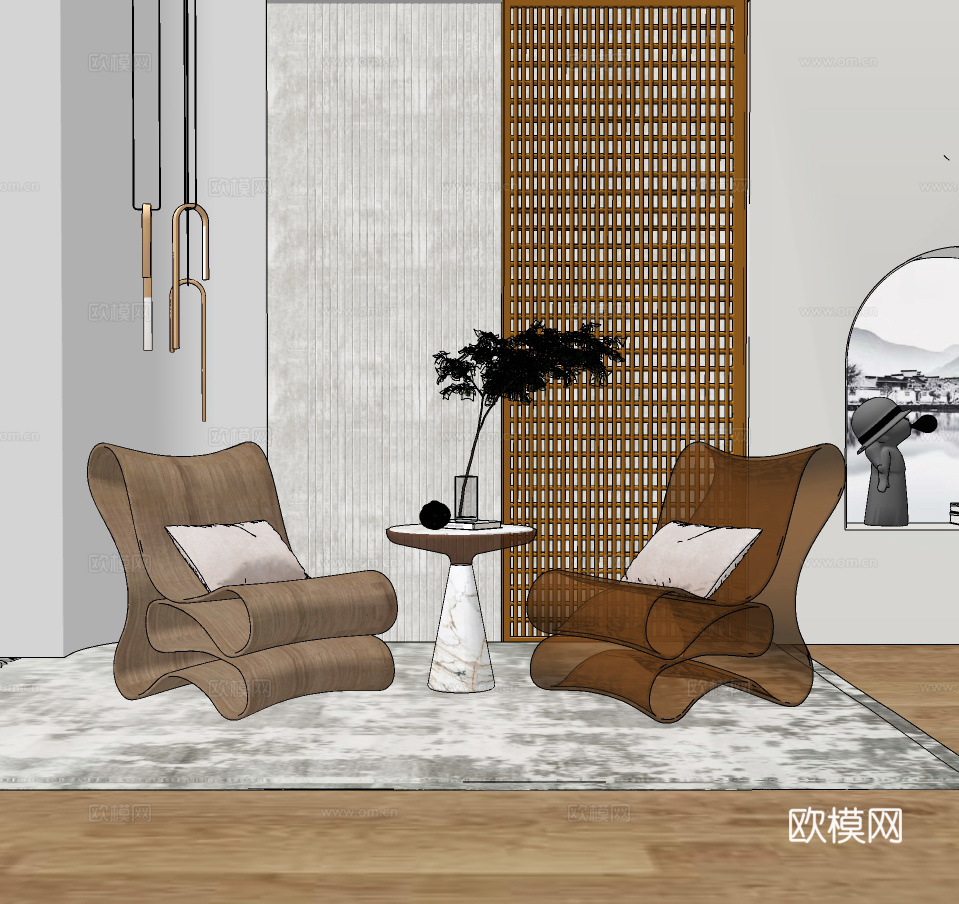 现代创意休闲椅su模型下载