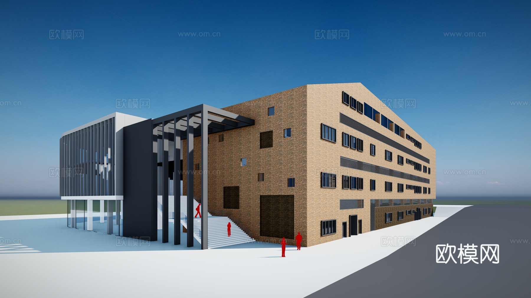 现代博物馆建筑外观su模型下载