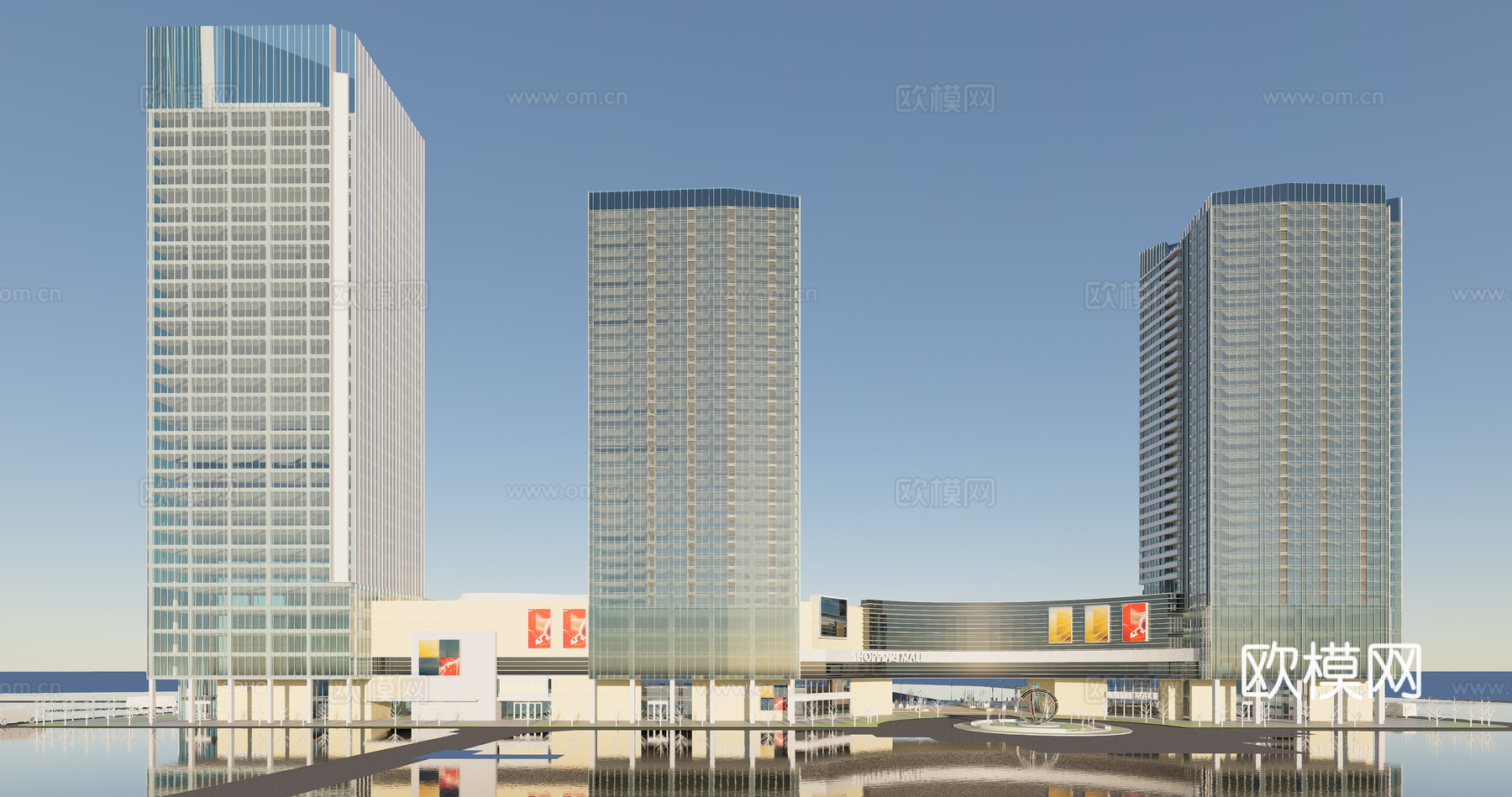 现代高层办公楼su模型下载