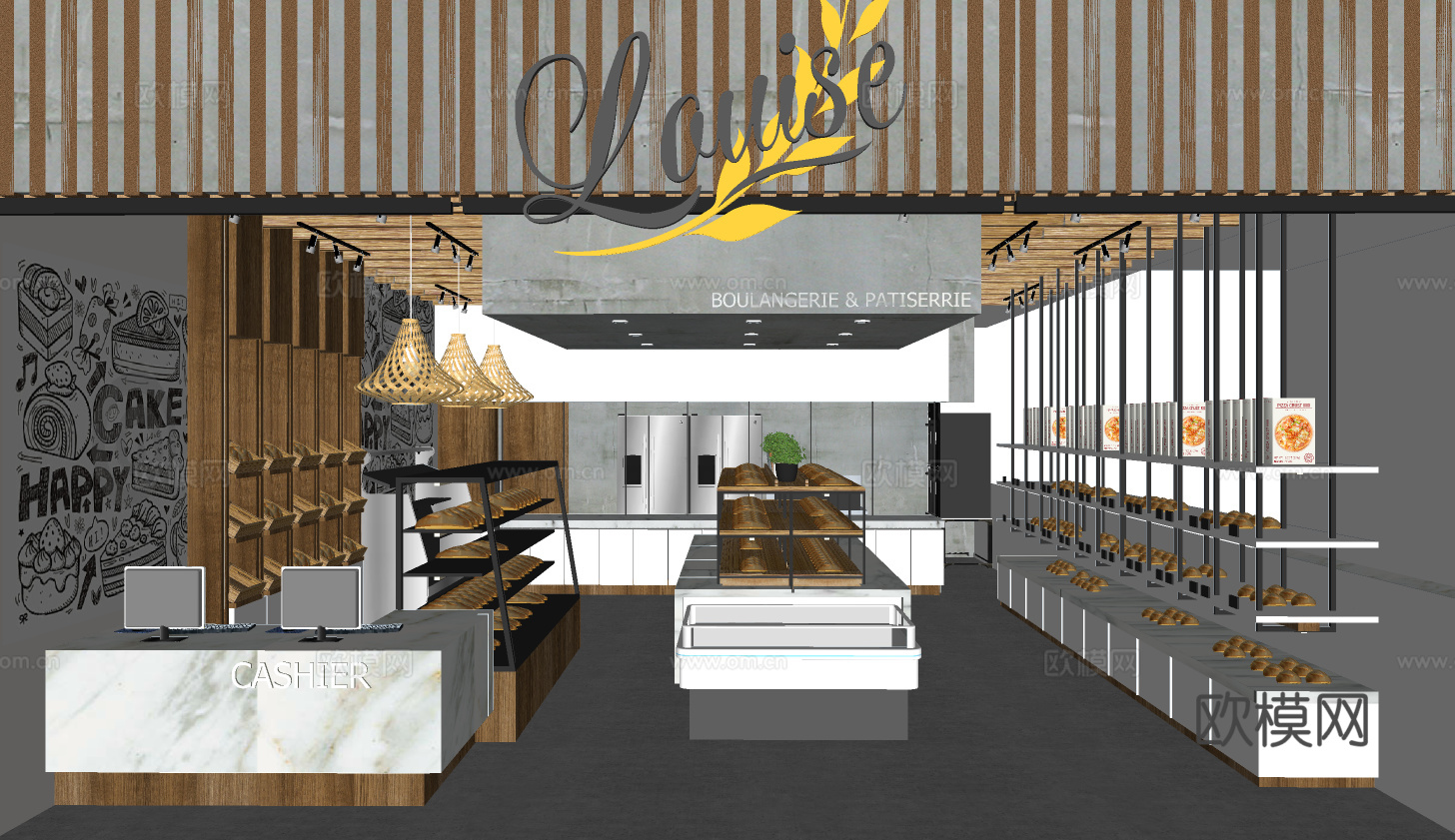 现代蛋糕店su模型下载