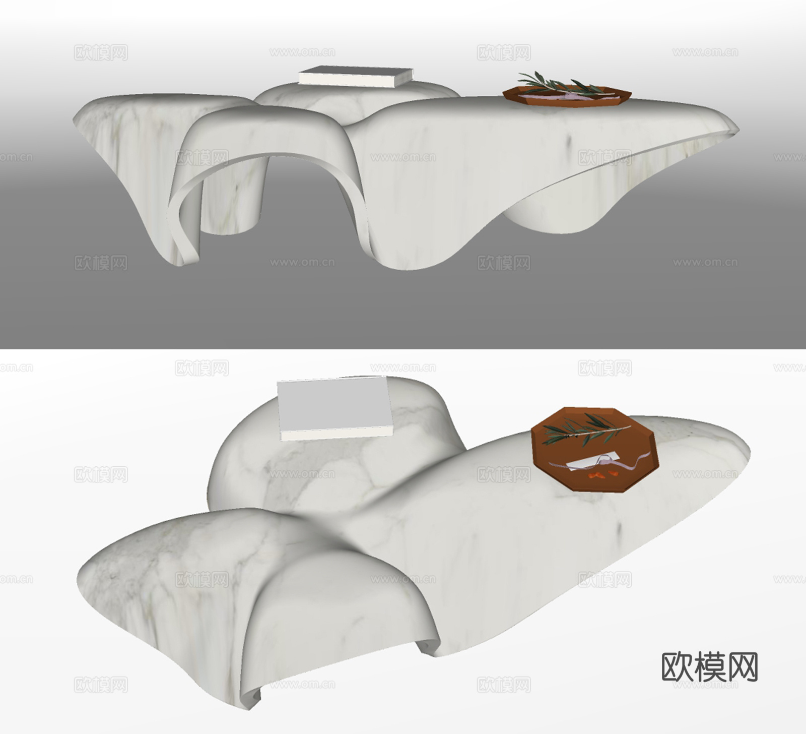 现代异形茶几su模型下载