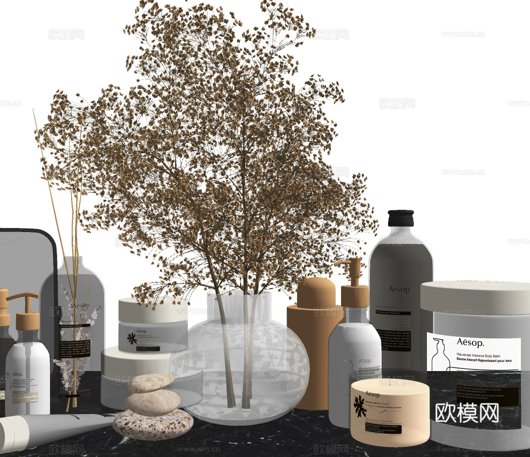 现代插花饰品摆件su模型下载