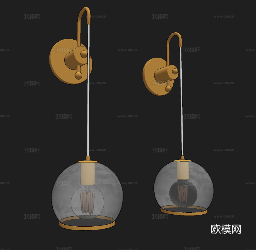 现代玻璃壁灯su模型下载