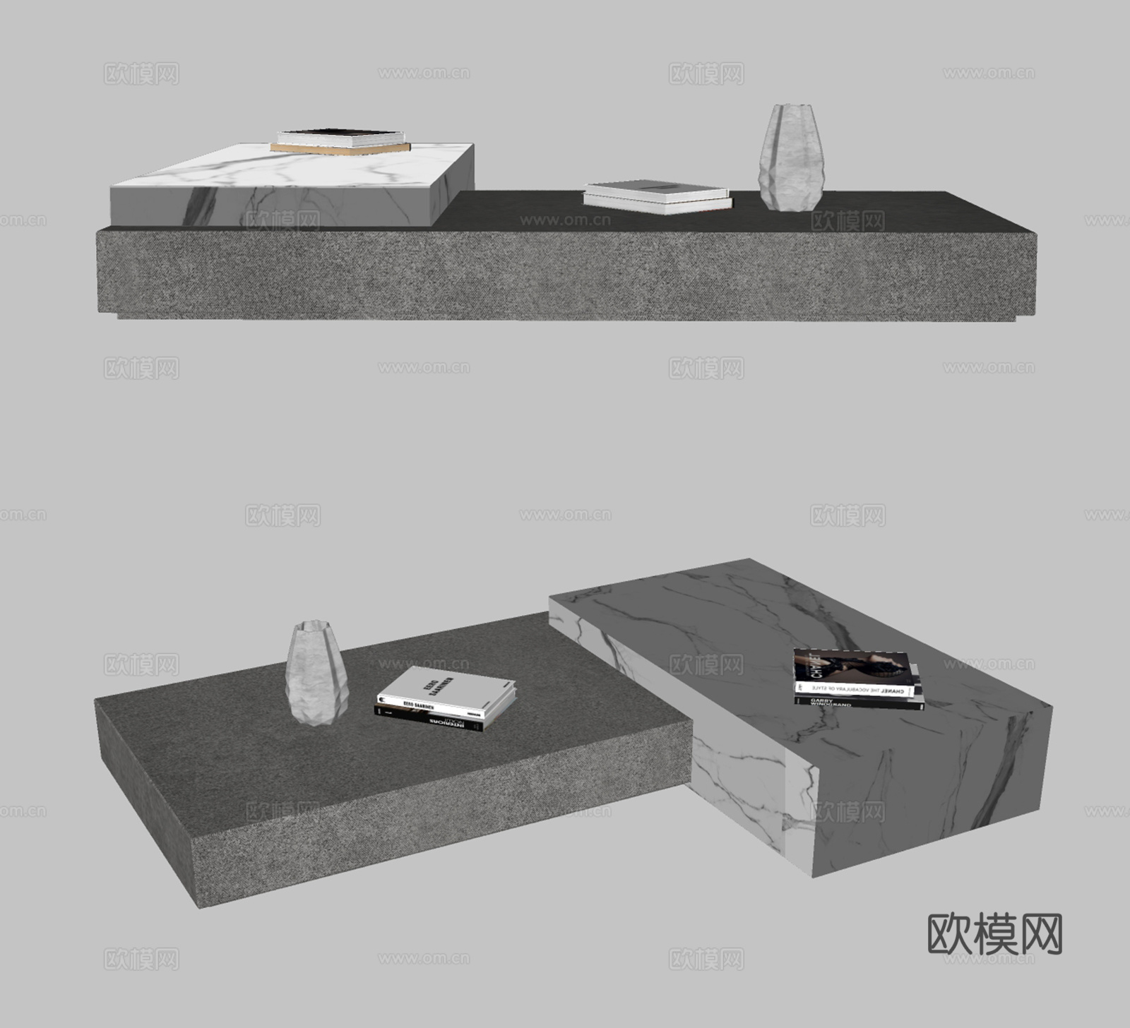 现代大理石茶几su模型下载