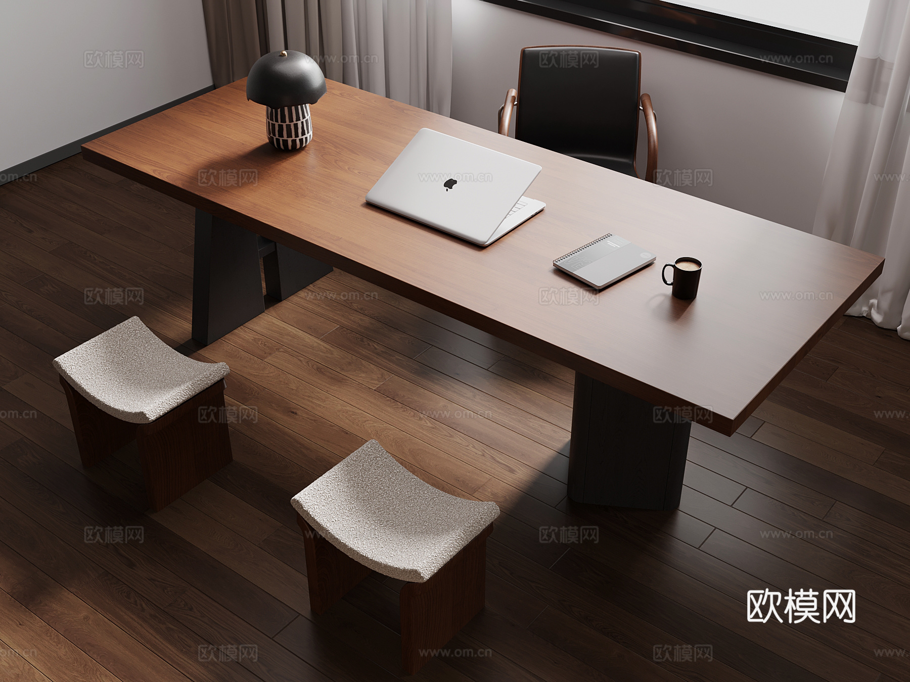 17中古风书桌椅 办公学习用品3d模型