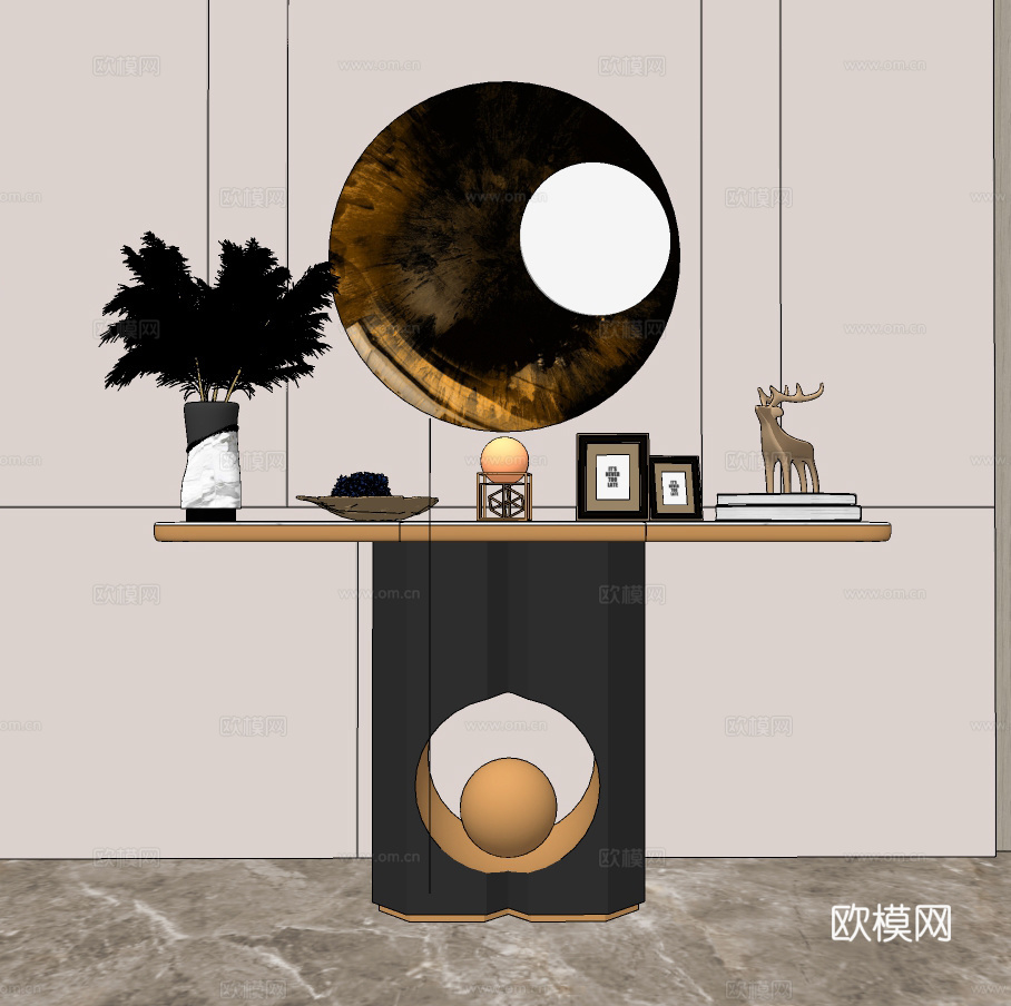 现代轻奢端景条案su模型下载