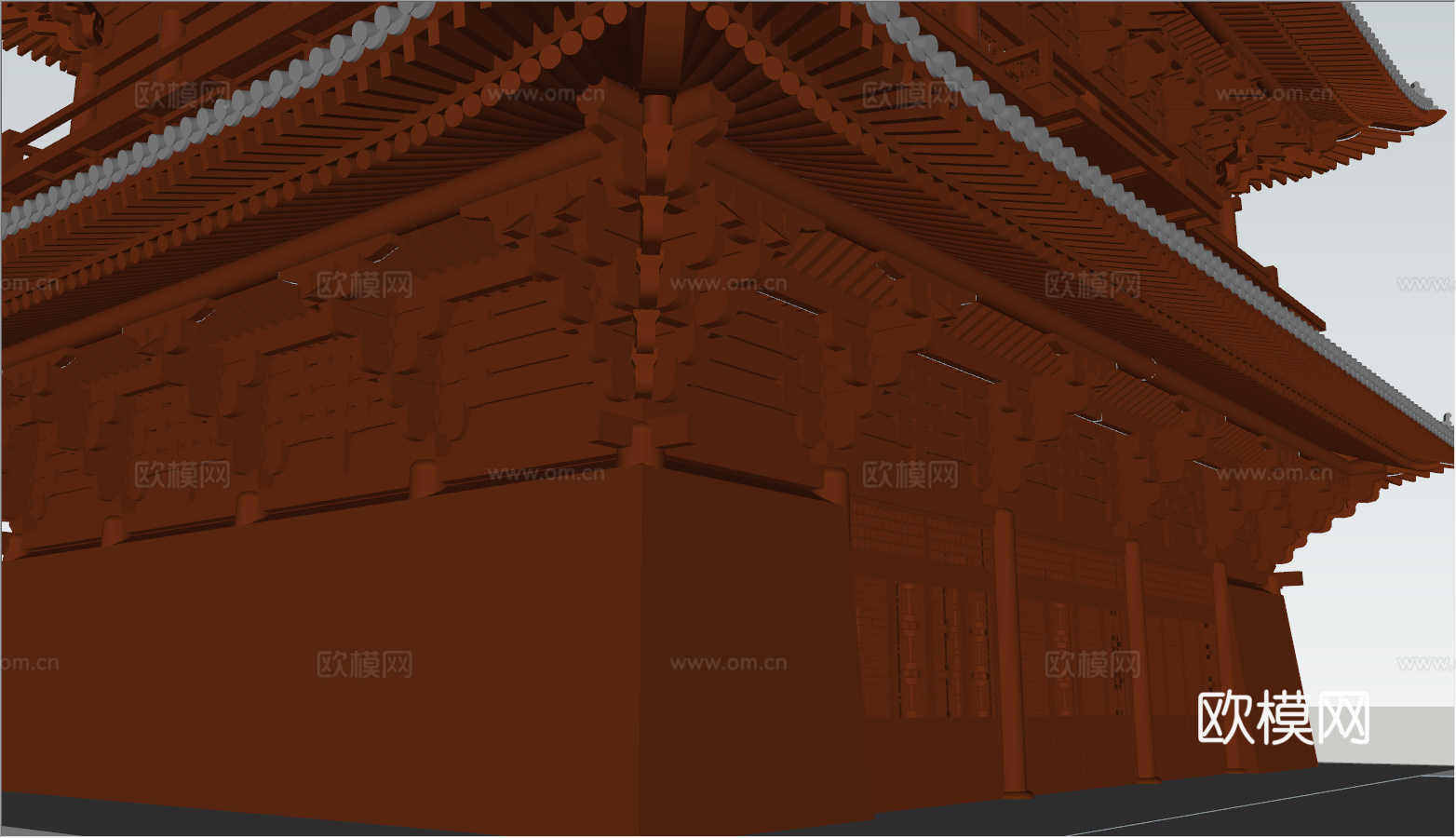中式古建观音阁su模型下载