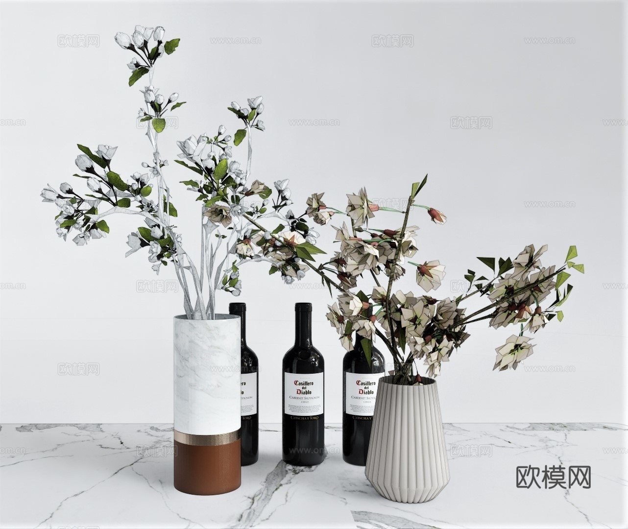 现代花瓶花艺su模型下载
