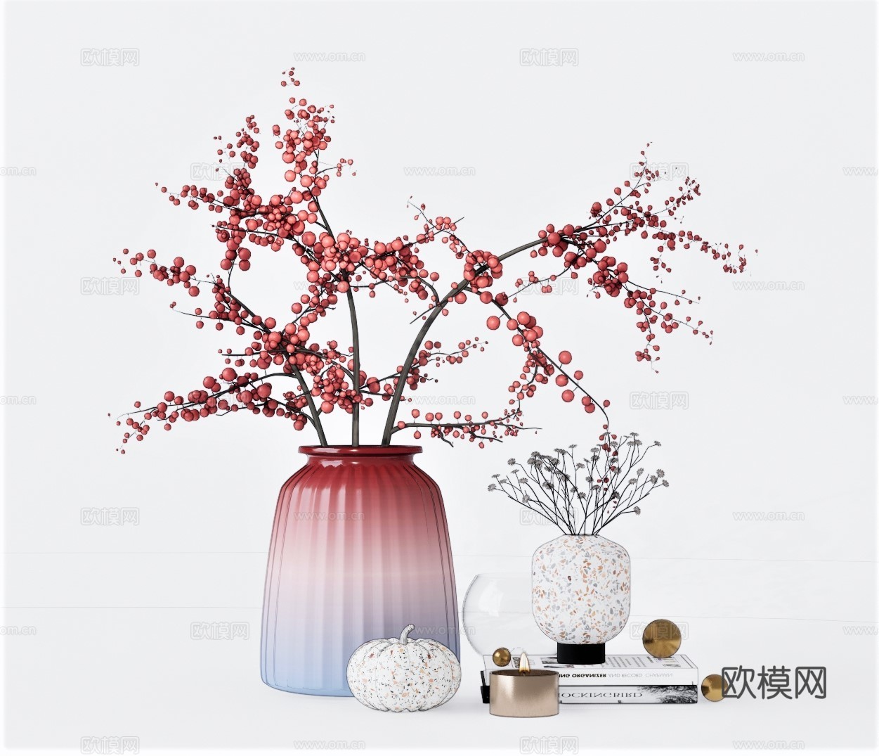 现代梅花花瓶su模型下载