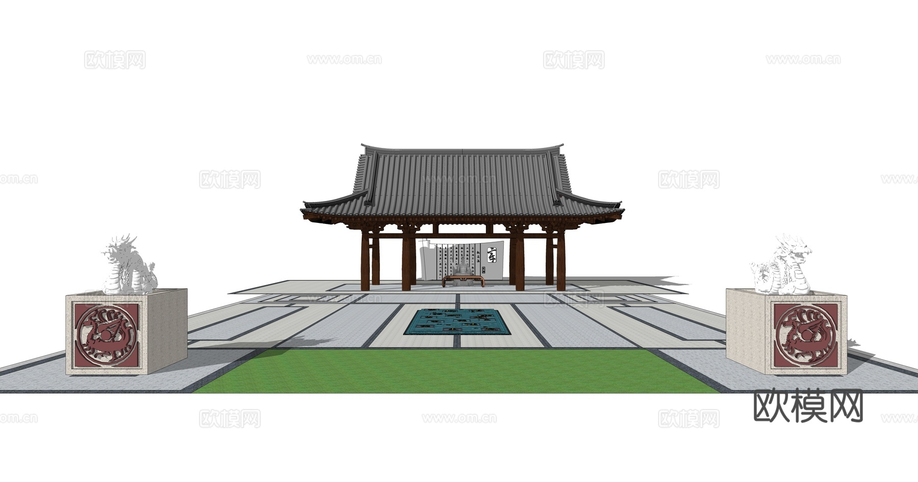 中式古建景观亭su模型下载