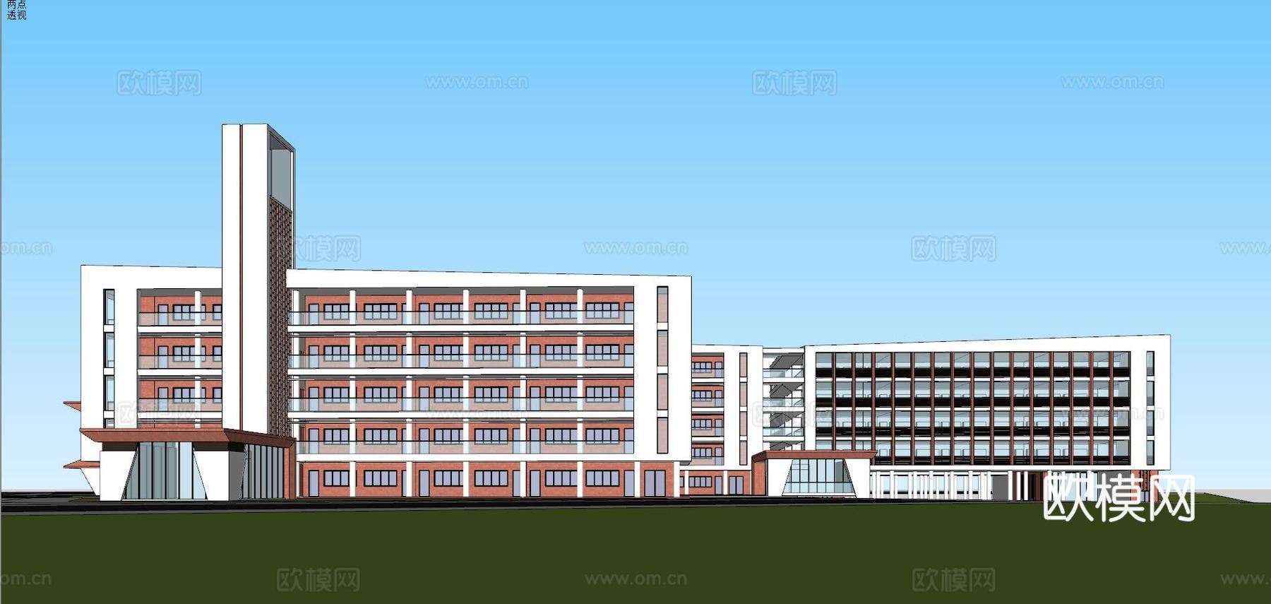 现代学校教学楼su模型下载