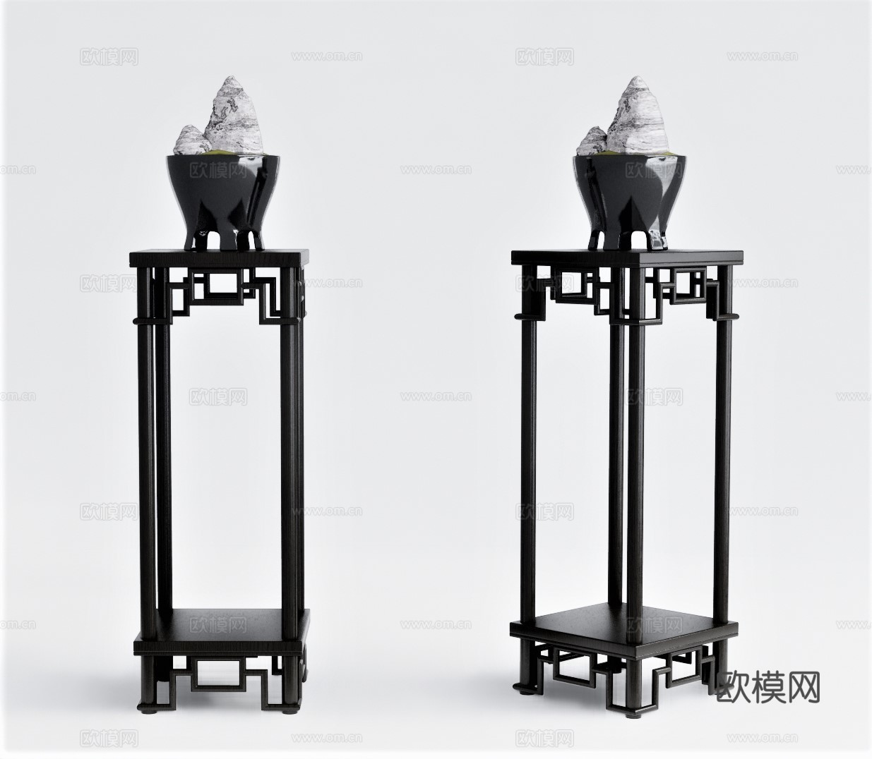 新中式装饰花架su模型下载