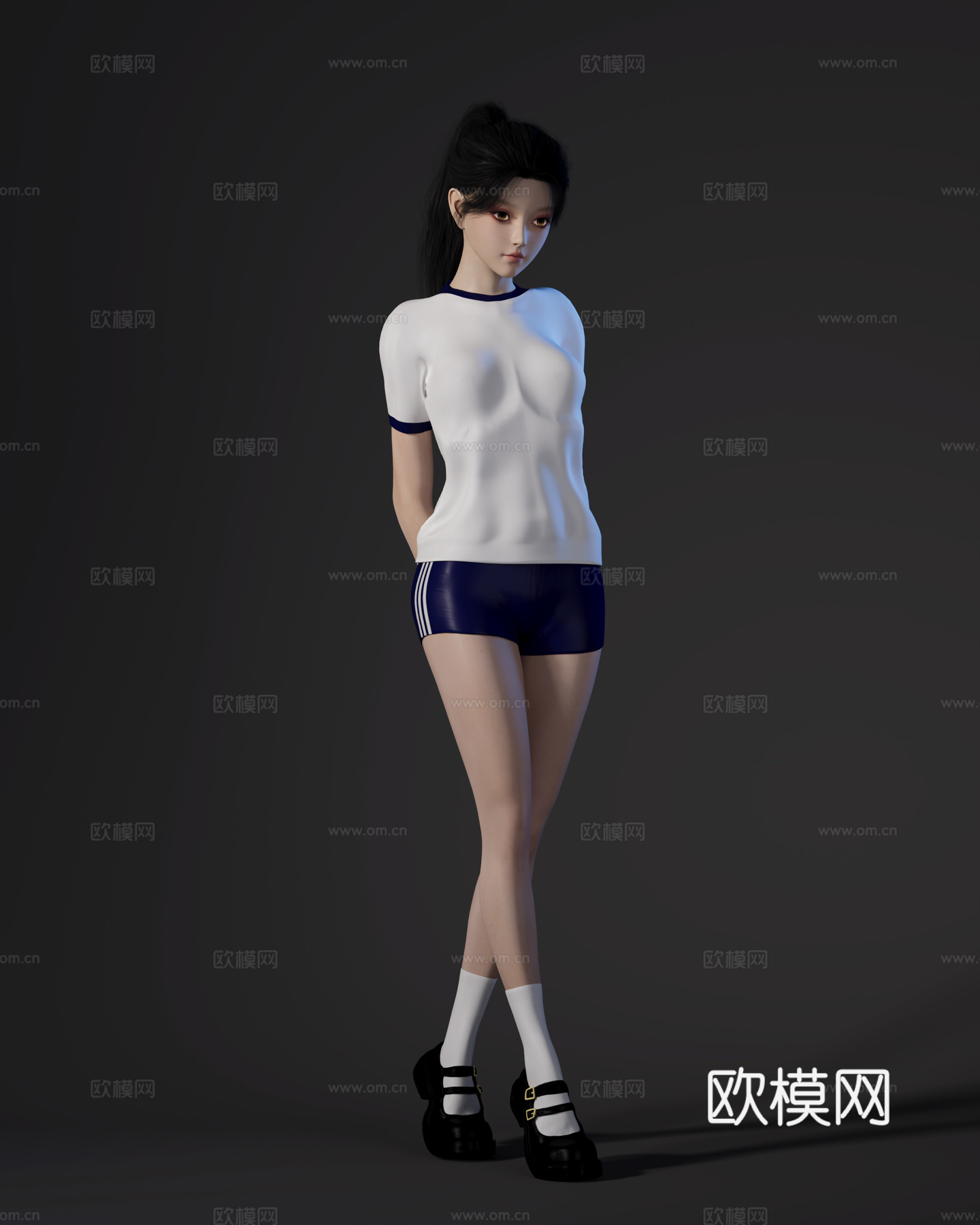 现代校服女孩3d模型
