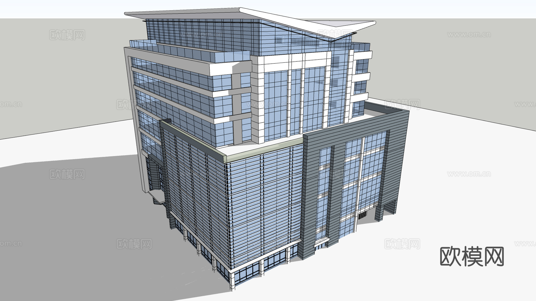 现代酒店建筑外观su模型下载