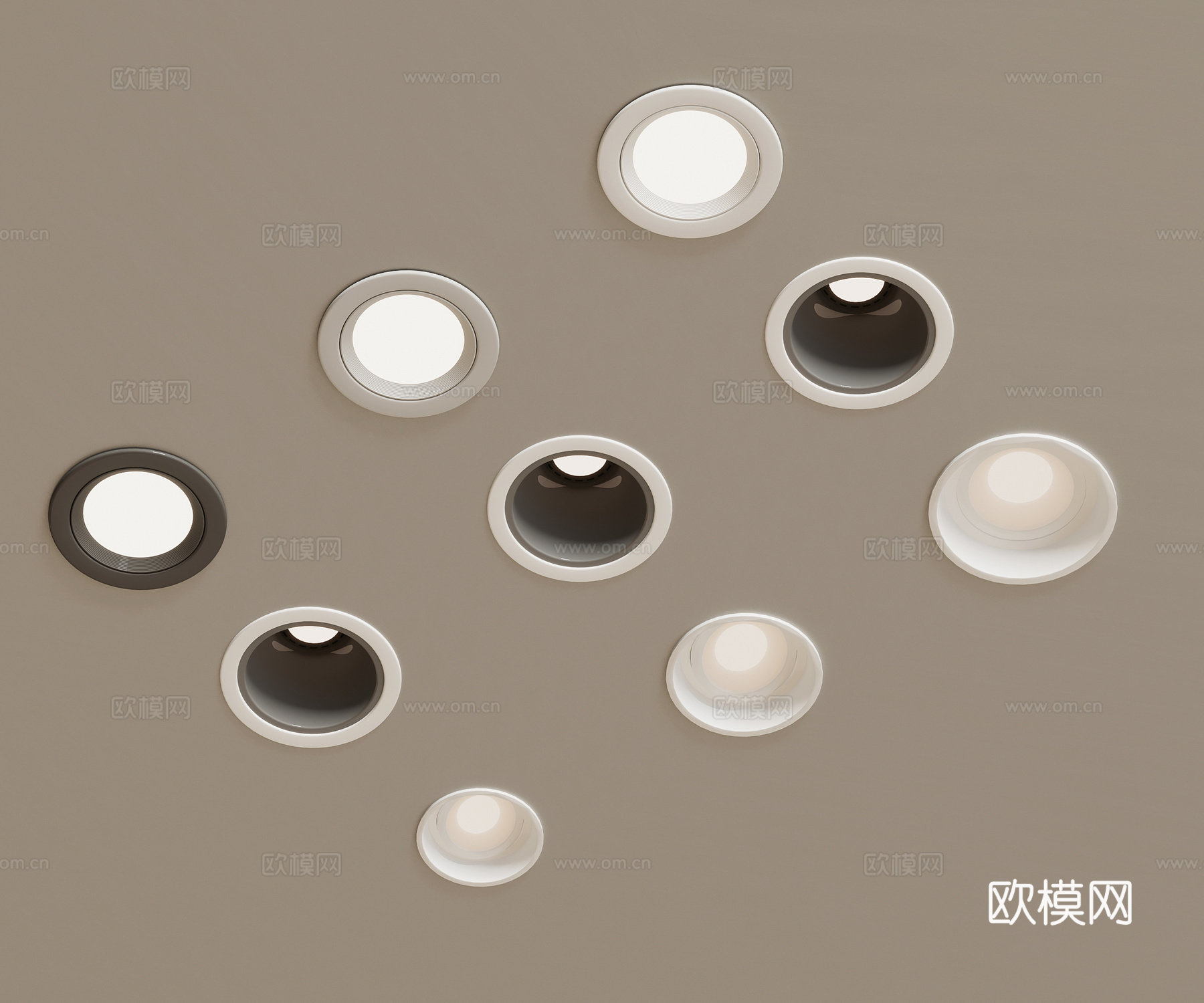 09现代射灯筒灯3d模型