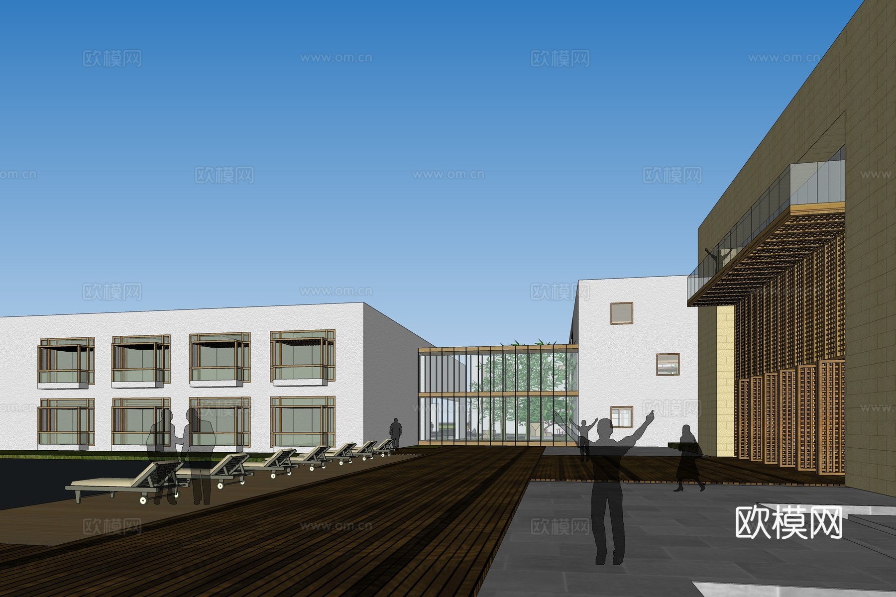 现代创意园建筑外观su模型下载