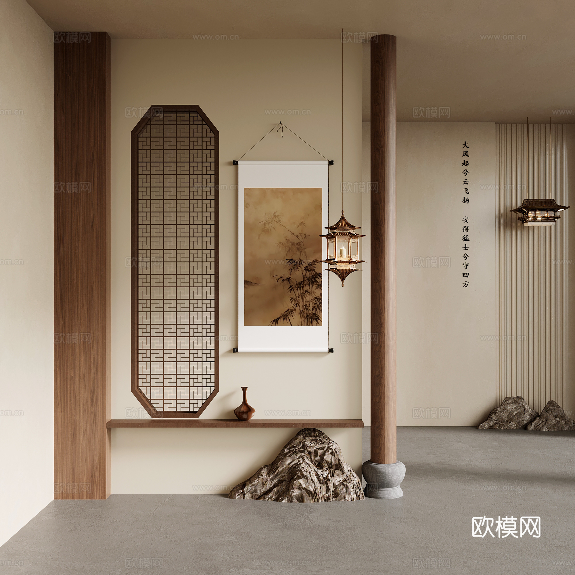 15玄关 新中式玄关 隔断3d模型