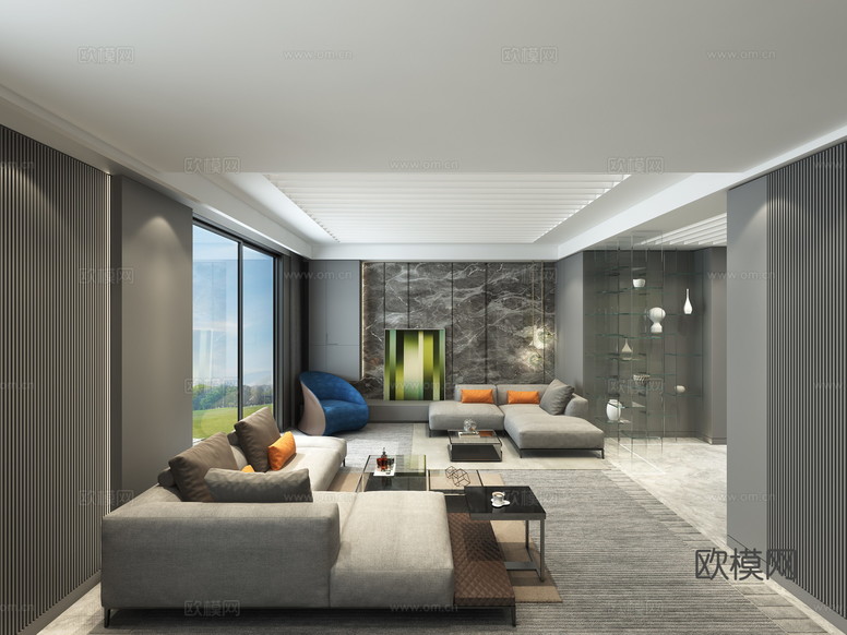現(xiàn)代客餐廳3d模型下載(渲染圖3)