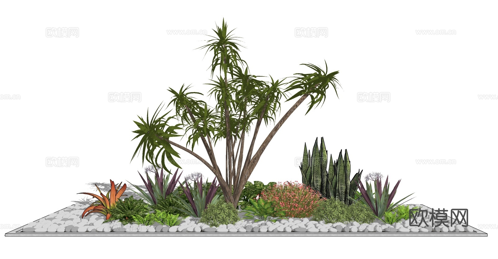 现代花草园艺小品su模型下载