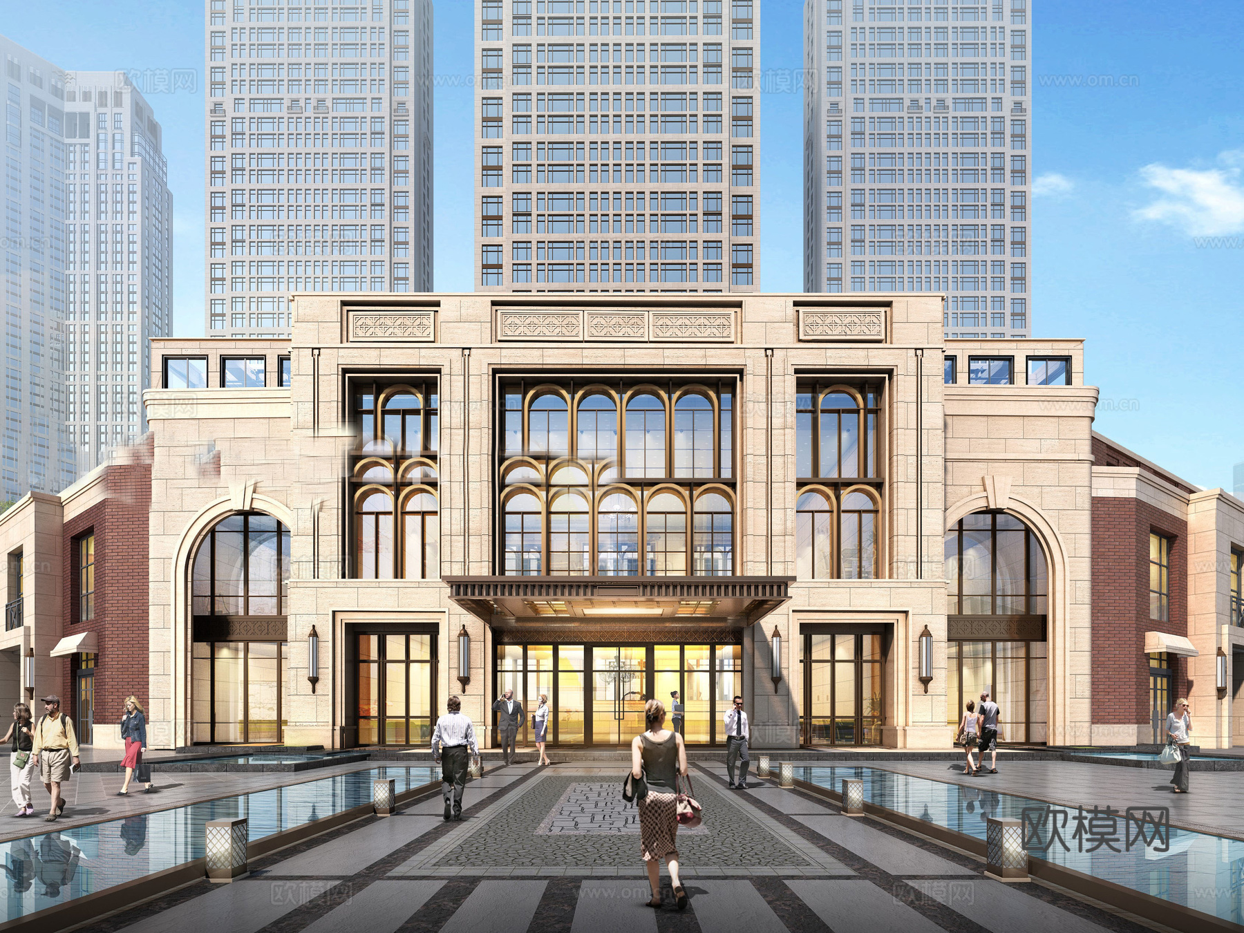 现代高层小区建筑外观su模型下载