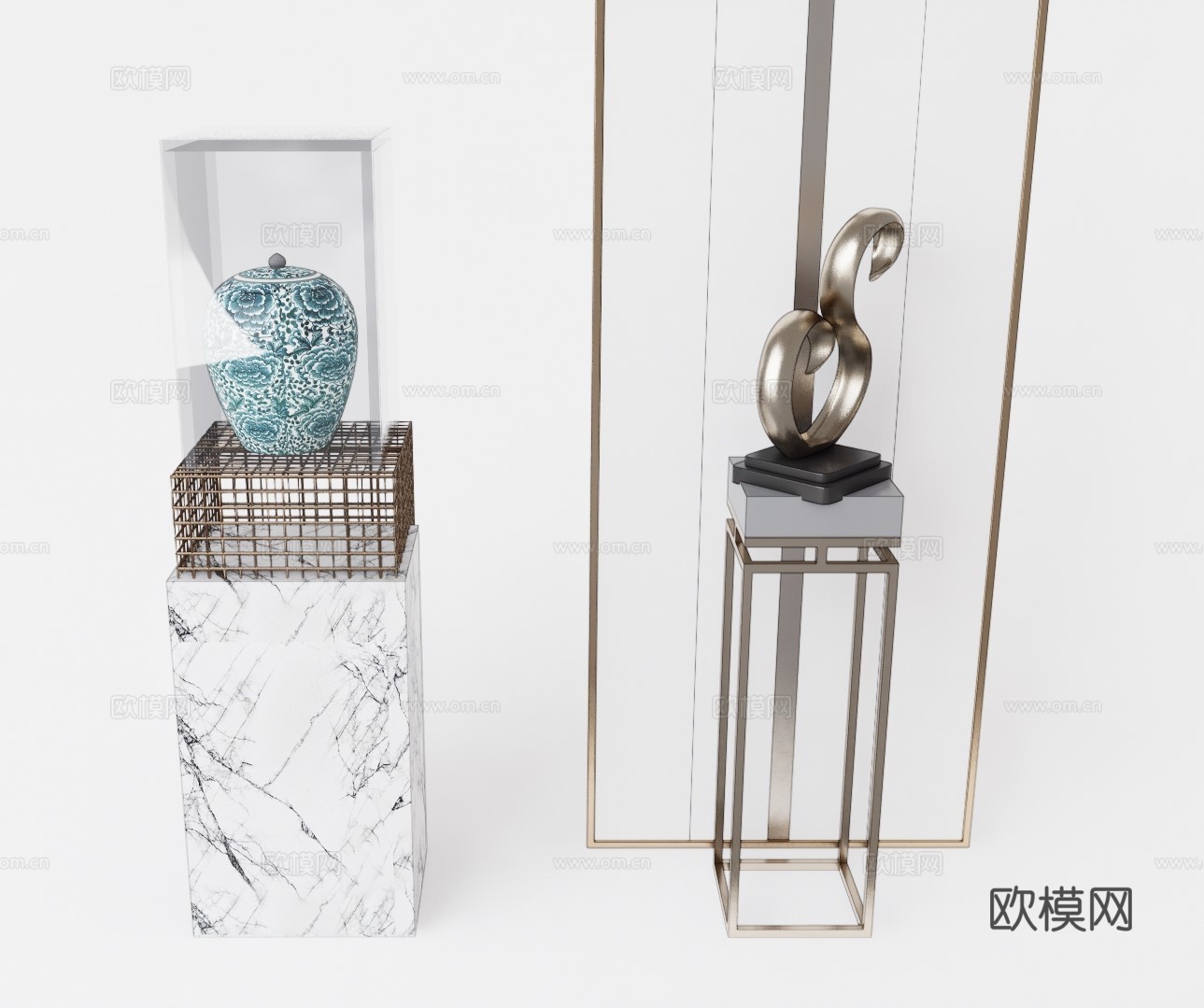 现代金属雕塑摆件su模型下载