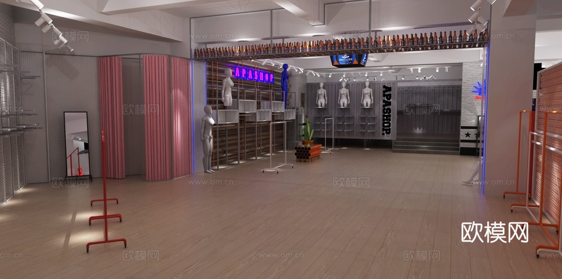 工业风服装店su模型下载
