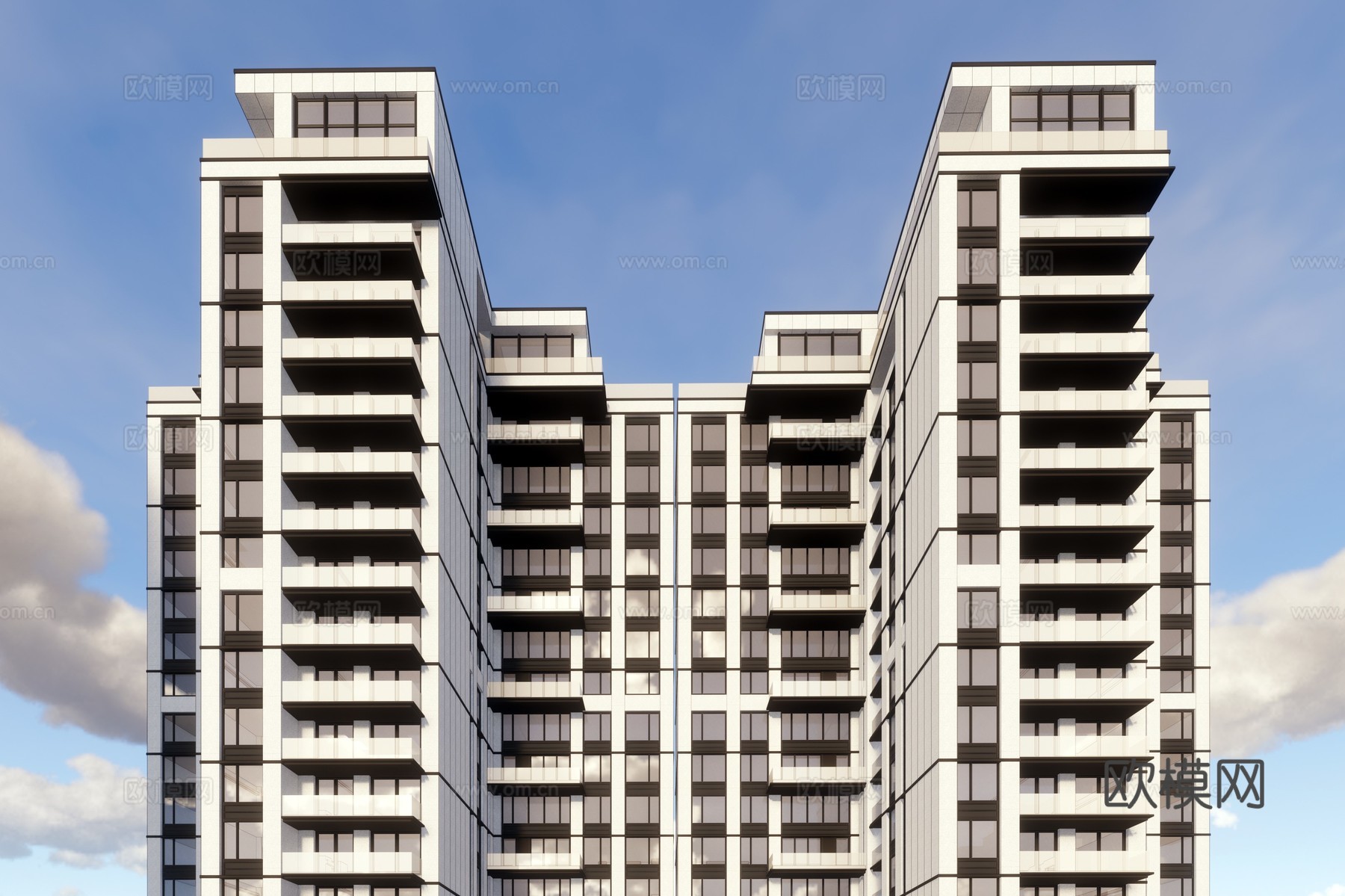 现代高层住宅小区外观su模型下载