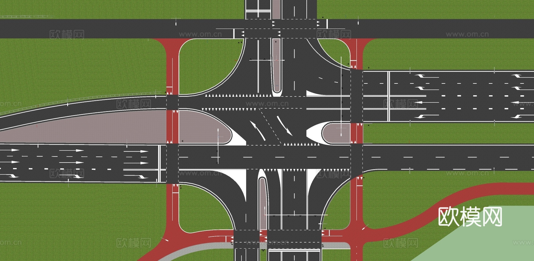 现代市政高速道路su模型下载