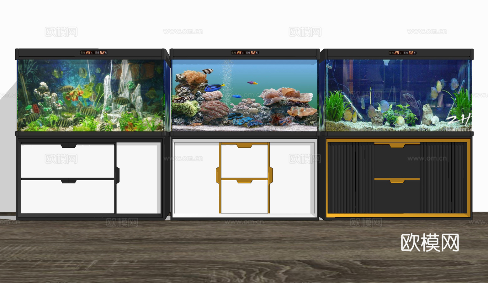 现代鱼缸水族箱su模型下载