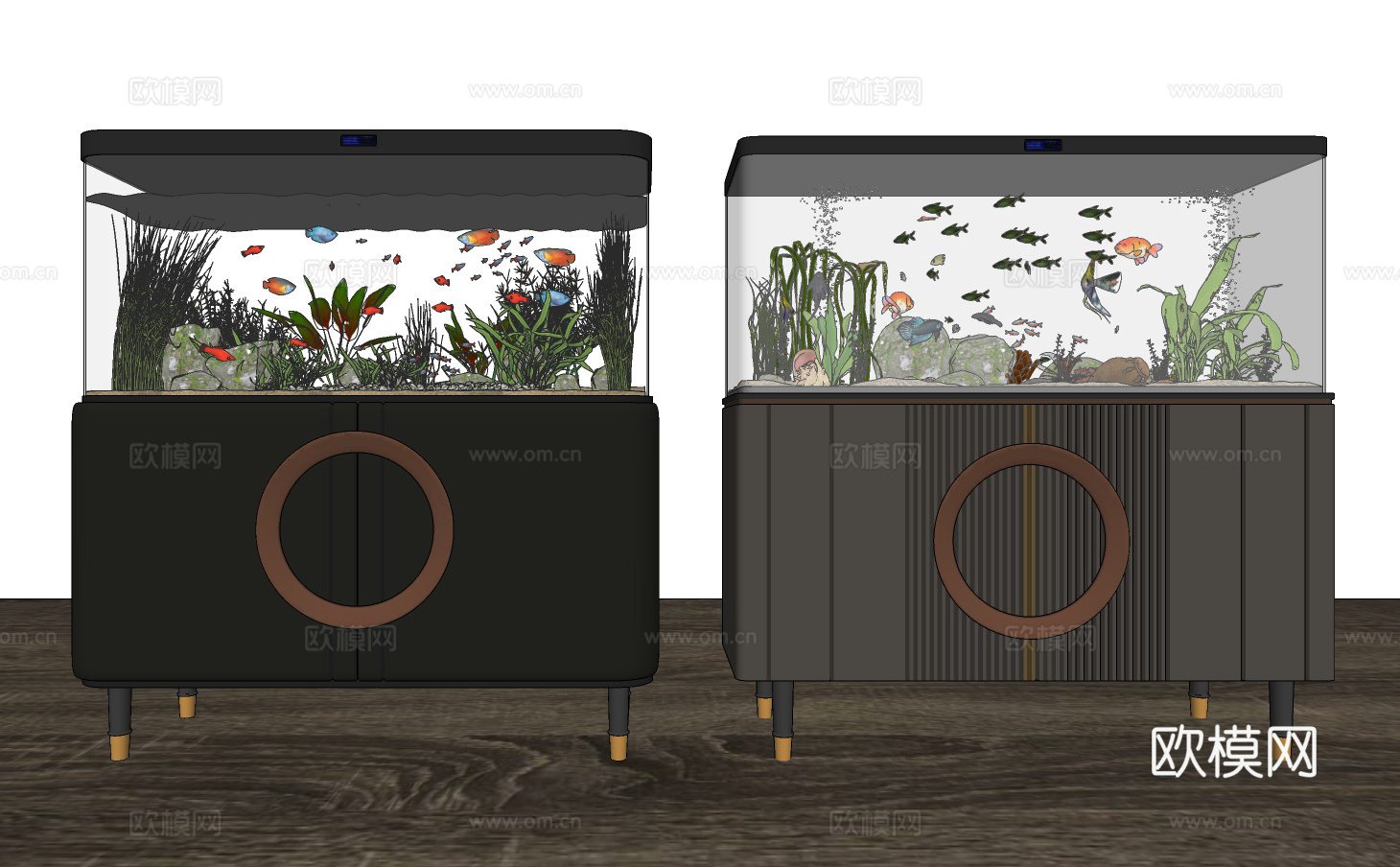 现代鱼缸水族箱su模型下载