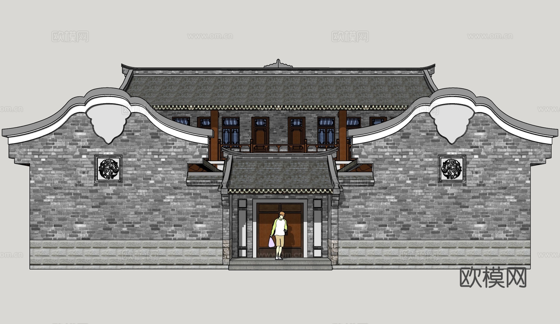 中式古建民居su模型下载