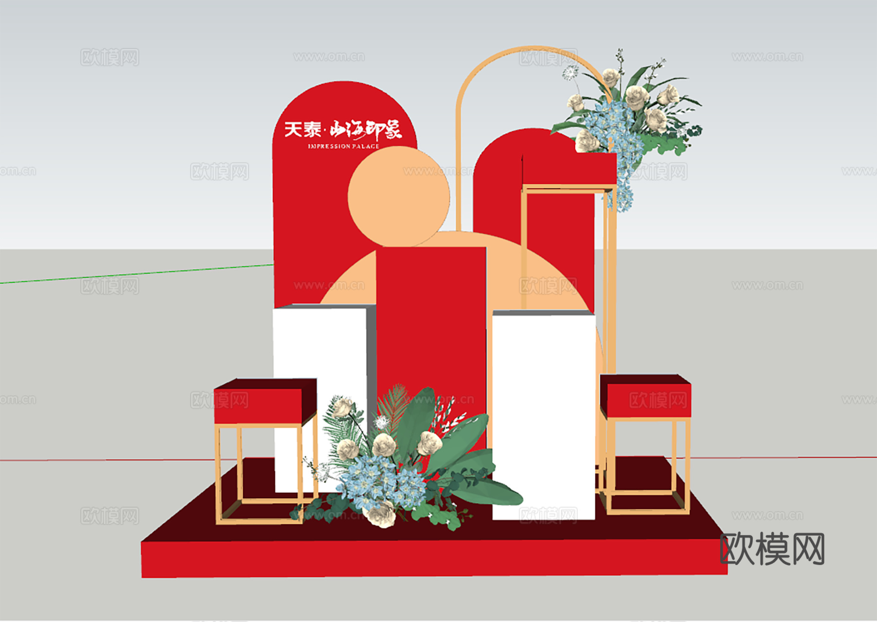 现代商业美陈摆件su模型下载